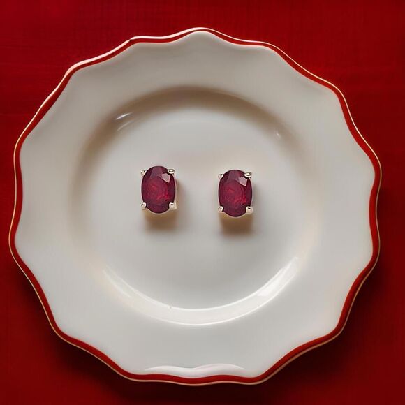 Natural Ruby Stud Earrings 14k Yellow Gold 2 TCW Certified $1,290 311044 - Picture 9 of 14